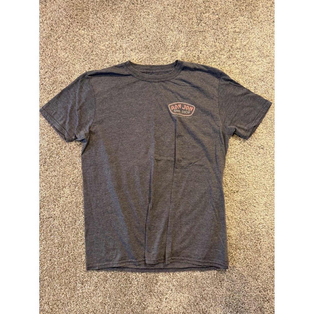 Ron Jon Surf Shop T-Shirt Mens L Gray Astronaut Space Surfer Cocoa Beach Graphic